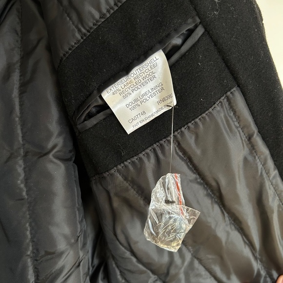 Strauss Men’s Insulated Wool Blend Black Winter Pea Coat Jacket - Picture 8 of 10